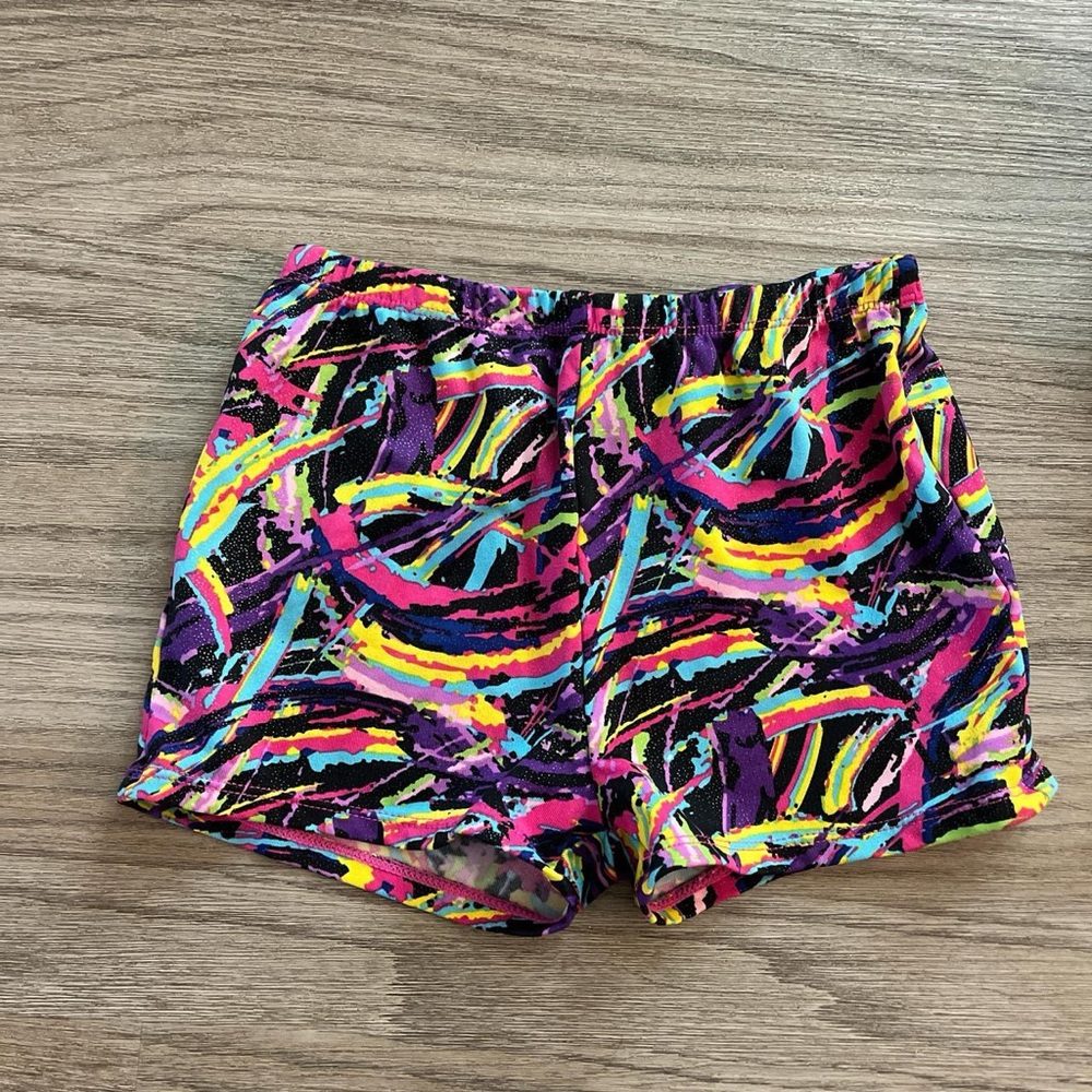Danskin gymnastics Pink and Yellow Athletic Shorts Vibrant Design